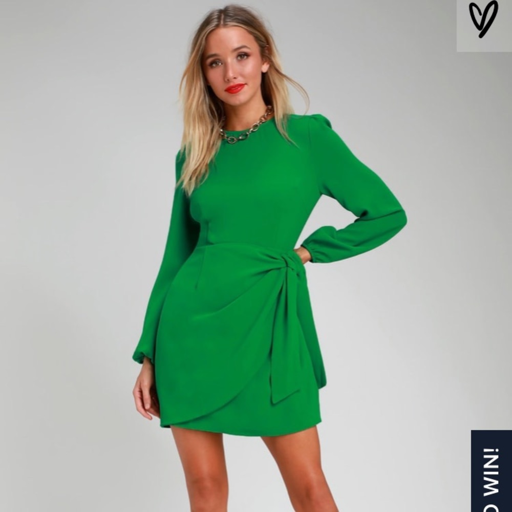 Believe It or Knot Green Long Sleeve Dress